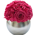 Preserved Flower Arrangement in Silver Mirror Vase, Luxury Eternal Rose Centerpiece, Modern Elegant Home Decor Gift for Living Room Bedroom Office